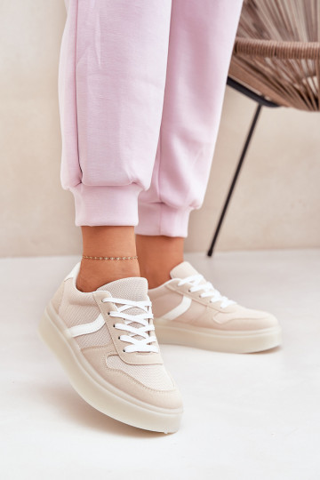 Žemas Sneakers modelio batai Moteriškas su platforma smėlio spalvos Telmira 2