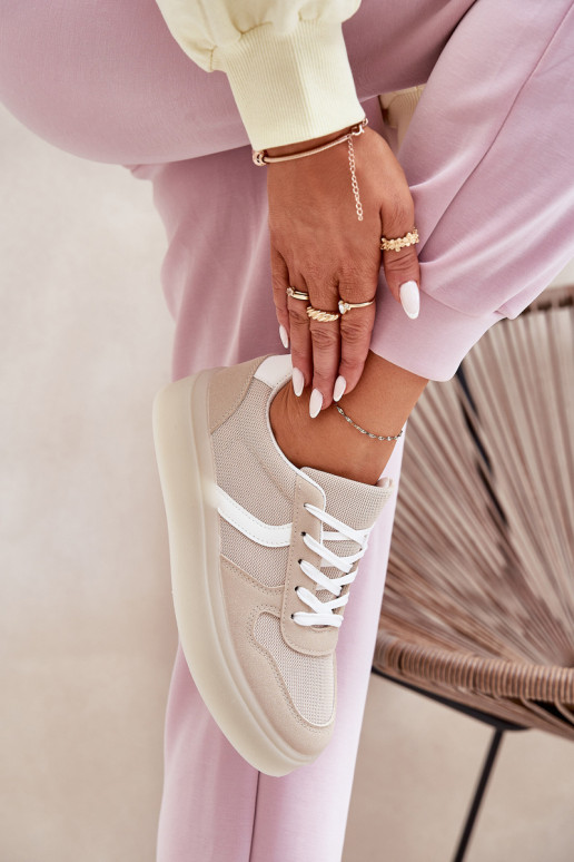 Žemas Sneakers modelio batai Moteriškas su platforma smėlio spalvos Telmira