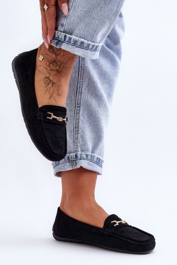 Moteriškas Klasikiniai zomšiniai mokasinai juodos spalvos Corinell 2