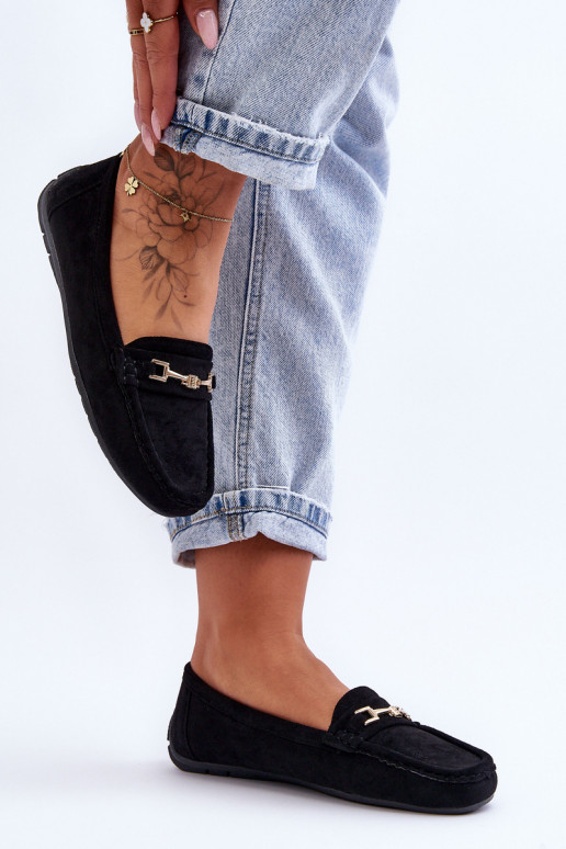 Moteriškas Klasikiniai zomšiniai mokasinai juodos spalvos Corinell