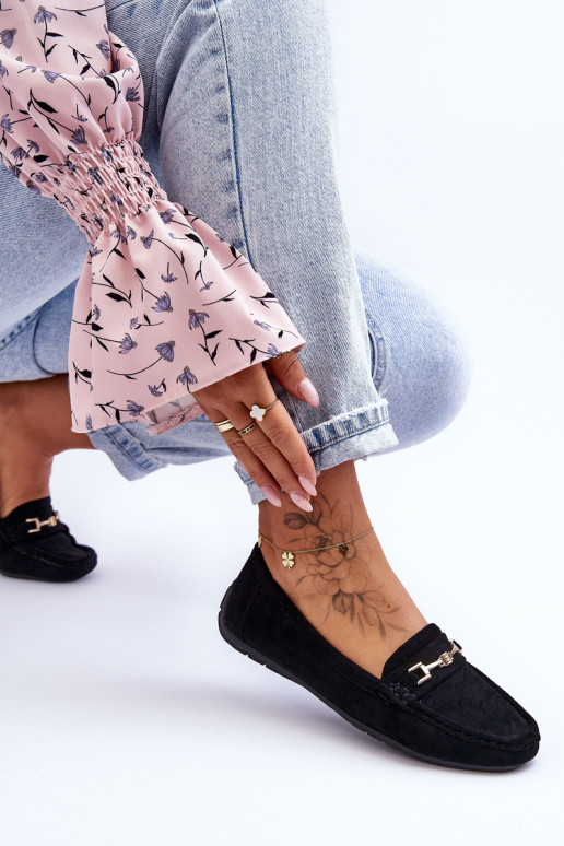 Moteriškas Klasikiniai zomšiniai mokasinai juodos spalvos Corinell