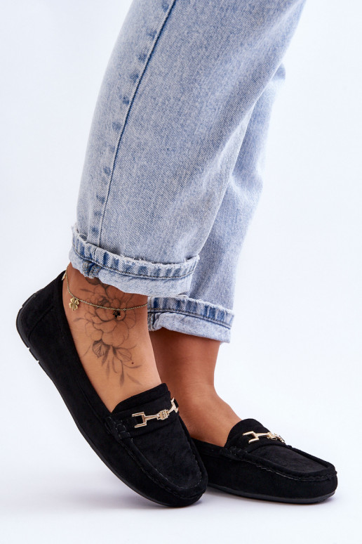 Moteriškas Klasikiniai zomšiniai mokasinai juodos spalvos Corinell