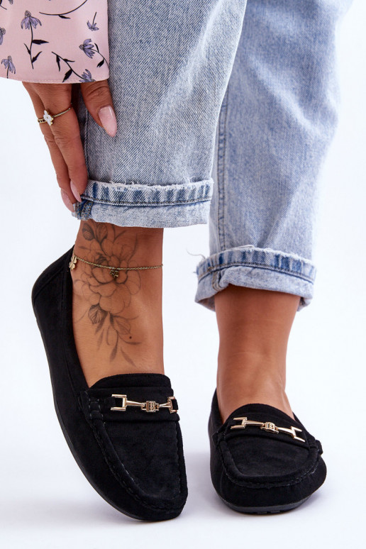 Moteriškas Klasikiniai zomšiniai mokasinai juodos spalvos Corinell