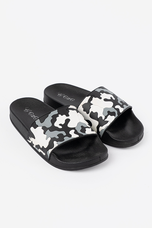 Patogus juodos spalvos Šlepetės ant plokščio pado