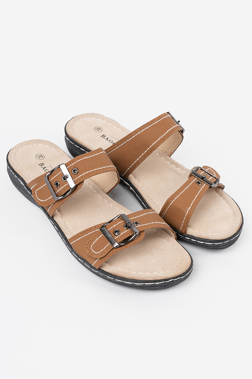 rudos spalvos Šlepetės moterų ze sidabrasmi klamrami