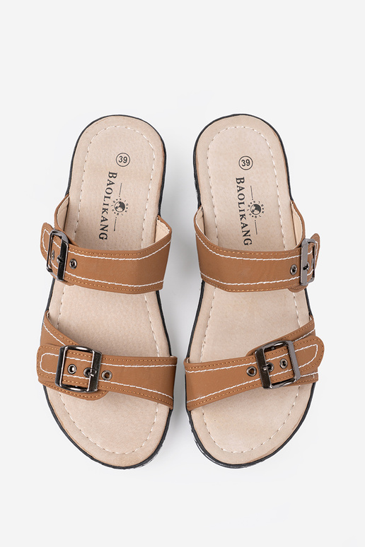 rudos spalvos Šlepetės moterų ze sidabrasmi klamrami