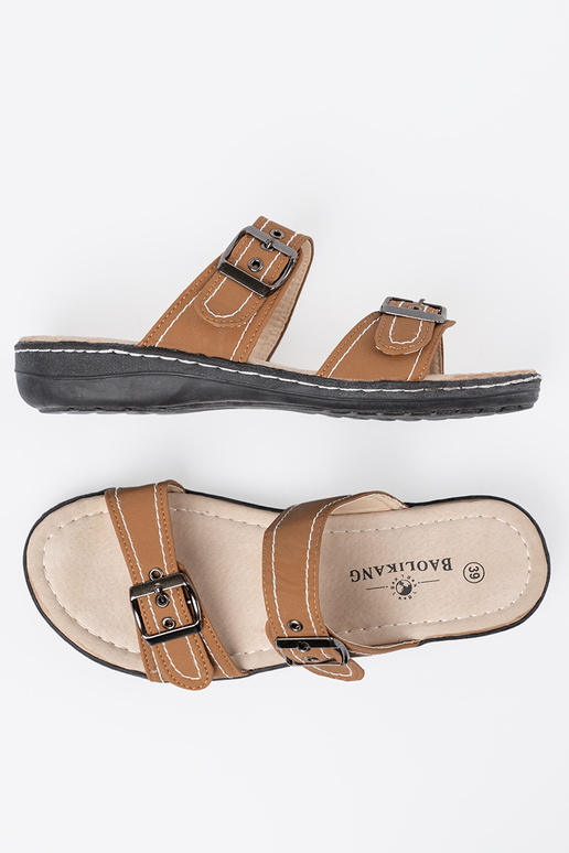 rudos spalvos Šlepetės moterų ze sidabrasmi klamrami