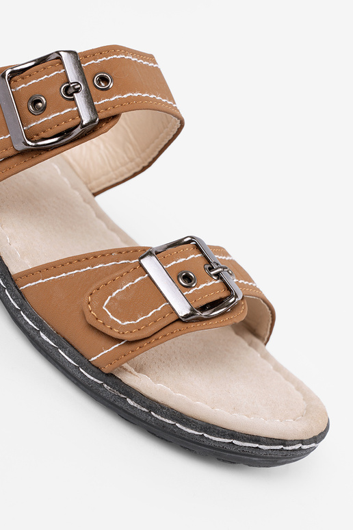 rudos spalvos Šlepetės moterų ze sidabrasmi klamrami