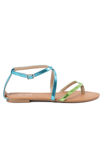 lygiapadžiai sandalai z zielono mėlynami paseczkami 2