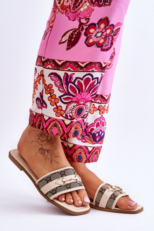 Klasikiniai plokšti šlepetės smėlio spalvos Tai turirlene