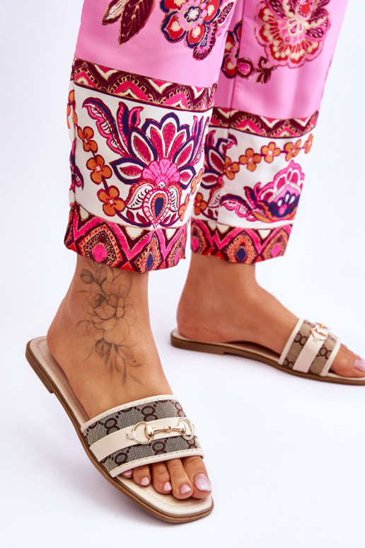 Klasikiniai plokšti šlepetės smėlio spalvos Tai turirlene