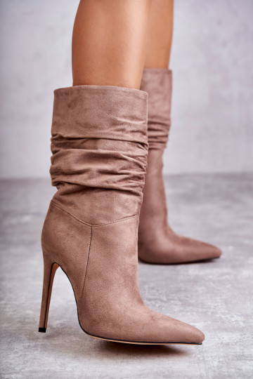 Moteriški raukiniai Aulinukai ilgaauliai batai rudos spalvos Laguna 2