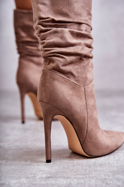 Moteriški raukiniai Aulinukai ilgaauliai batai rudos spalvos Laguna