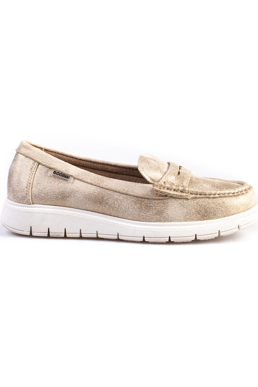 Moteriški mokasinai auksinis su lanksčiu padu