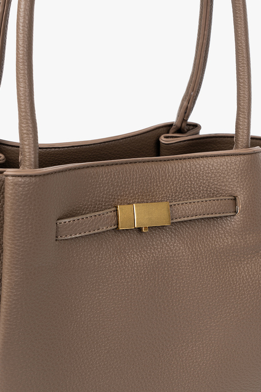 Rankinė/krepšys shopper taupe su užsegimu