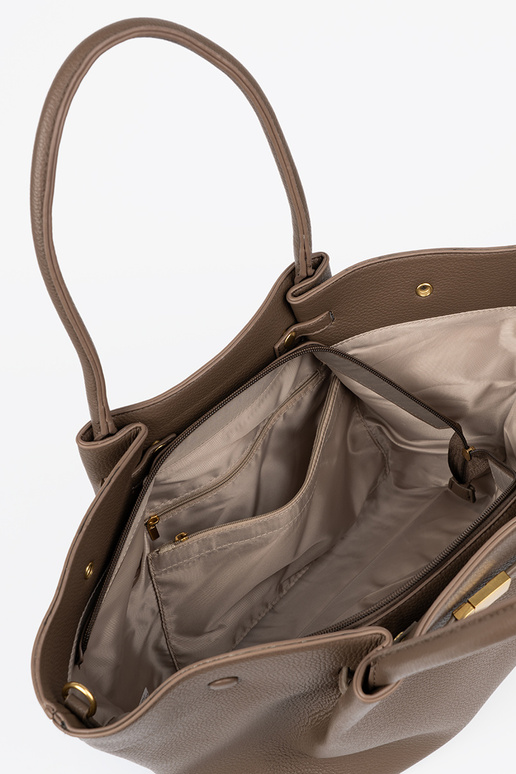 Rankinė/krepšys shopper taupe su užsegimu