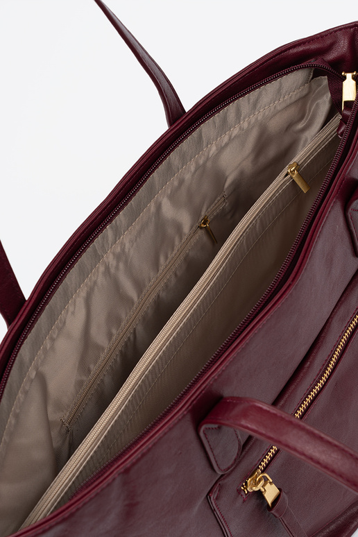 bordo spalvos rankinė ze auksinismi elementami