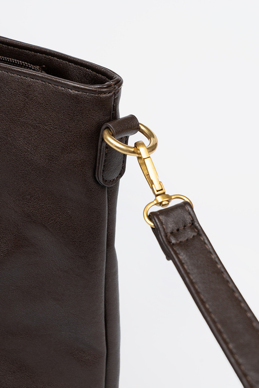 Tamsiai rudas rankinė ze auksinismi elementami