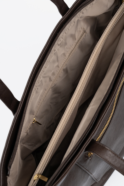 Tamsiai rudas rankinė ze auksinismi elementami