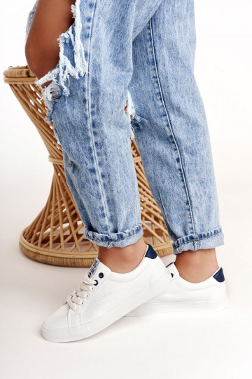 Įjungtatūralios odos sportbačiai BIG STAR BB274211 baltos ir tamsiai mėlynos spalvos