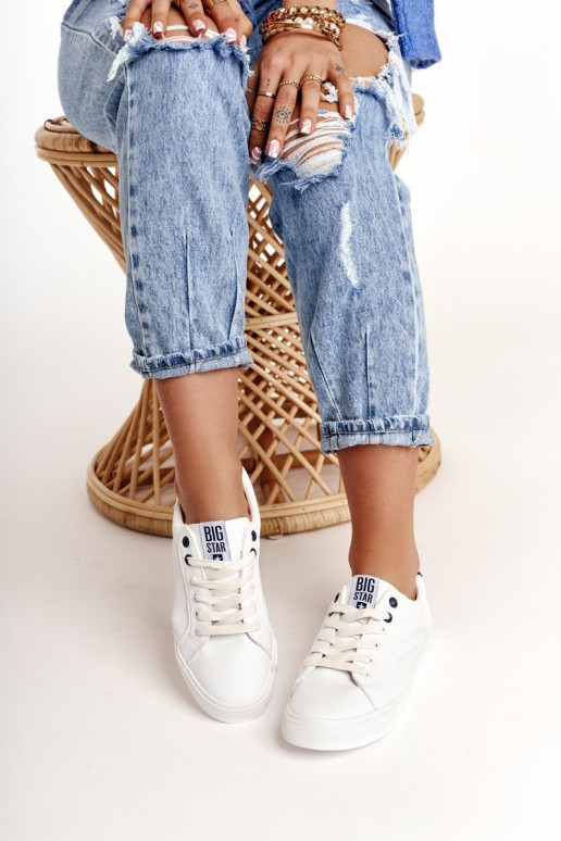 Įjungtatūralios odos sportbačiai BIG STAR BB274211 baltos ir tamsiai mėlynos spalvos