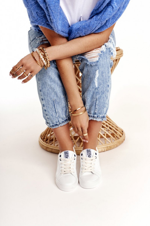 Įjungtatūralios odos sportbačiai BIG STAR BB274211 baltos ir tamsiai mėlynos spalvos