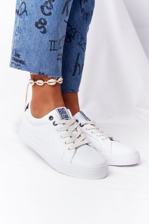 Įjungtatūralios odos sportbačiai BIG STAR BB274211 baltos ir tamsiai mėlynos spalvos