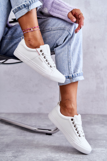 Žemi moteriški odiniai sportbačiai Big Star KK274005 baltos spalvos