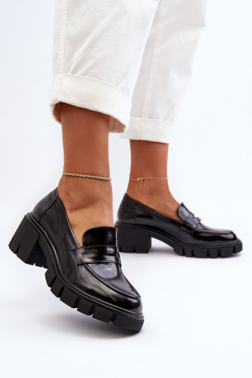 moteriški mokasinai Ant masyvių kulnų Big Star NN274055 juodos spalvos