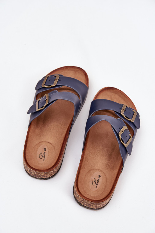 Moteriškas Šlepetės su platforma su sagtimis tamsiai mėlynos spalvos Vesina Moteriškas Šlepetės su platforma su sagtimis tamsiai mėlynos spalvos Vesina