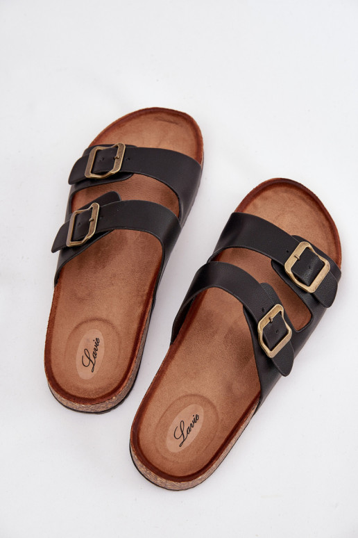 Moteriškas Šlepetės su platforma su sagtimis juodos spalvos Vesina