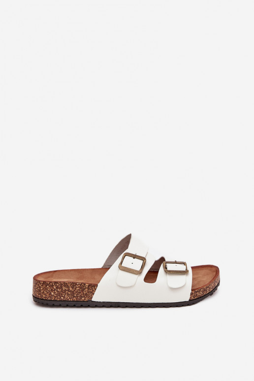 Moteriškas Šlepetės su platforma su sagtimis baltos spalvos Vesina