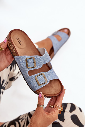 Moteriškas Šlepetės su platforma su sagtimis Jasny Jeans Vesina