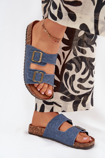 Moteriškas Šlepetės su platforma su sagtimis Tamsus Jeans Vesina