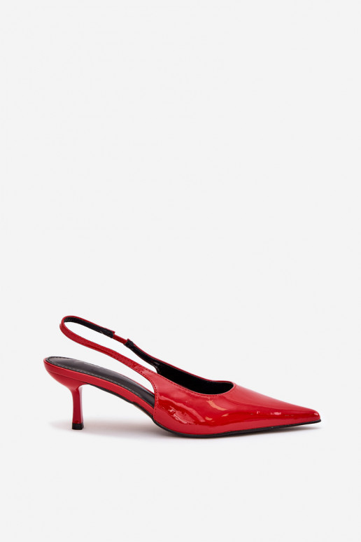 su lako efektu Bateliai su plonais kulniukais su atviru kulnu raudonos spalvos Talira su lako efektu Bateliai su plonais kulniukais su atviru kulnu raudonos spalvos Talira