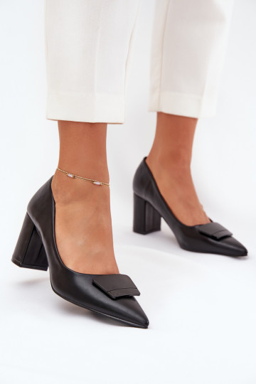 Bateliai su kulniukais su ornamentais juodos spalvos Celira