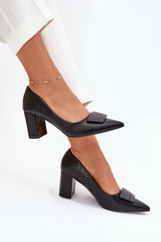 Bateliai su kulniukais su ornamentais juodos spalvos Celira