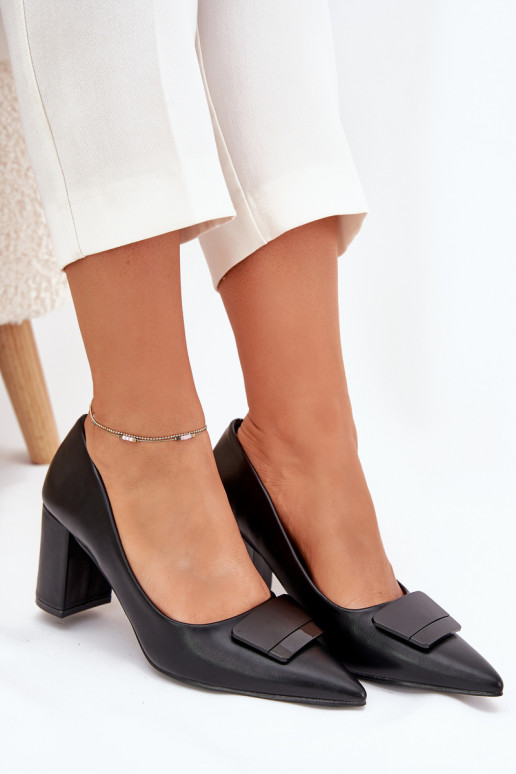 Bateliai su kulniukais su ornamentais juodos spalvos Celira