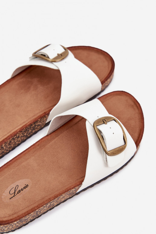 Moteriškos šlepetės su platforma su sagtimis baltos spalvos Vianara Moteriškos šlepetės su platforma su sagtimis baltos spalvos Vianara