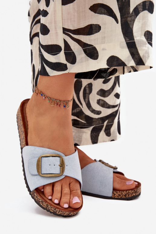 Moteriškos šlepetės su sagtimis su platforma mėlynos spalvos Zavira Moteriškos šlepetės su sagtimis su platforma mėlynos spalvos Zavira