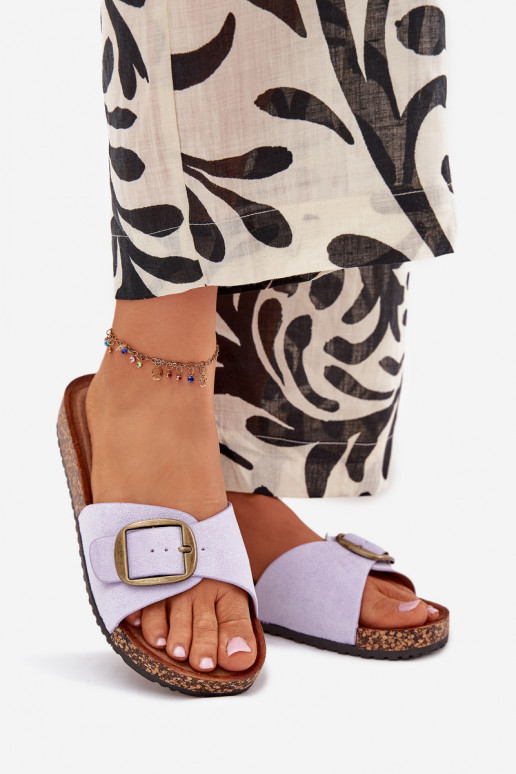 Moteriškos šlepetės su sagtimis su platforma Violetinės spalvos Zavira Moteriškos šlepetės su sagtimis su platforma Violetinės spalvos Zavira