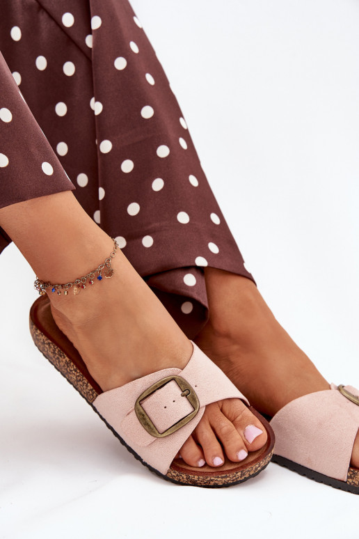 Moteriškos šlepetės su sagtimis su platforma rožinės spalvos Zavira Moteriškos šlepetės su sagtimis su platforma rožinės spalvos Zavira