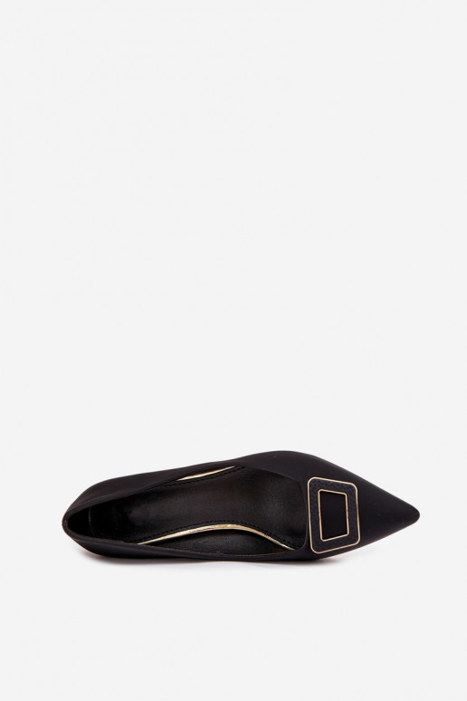 Bateliai su kulniukais dekoruoti su sagtimis juodos spalvos Seriva