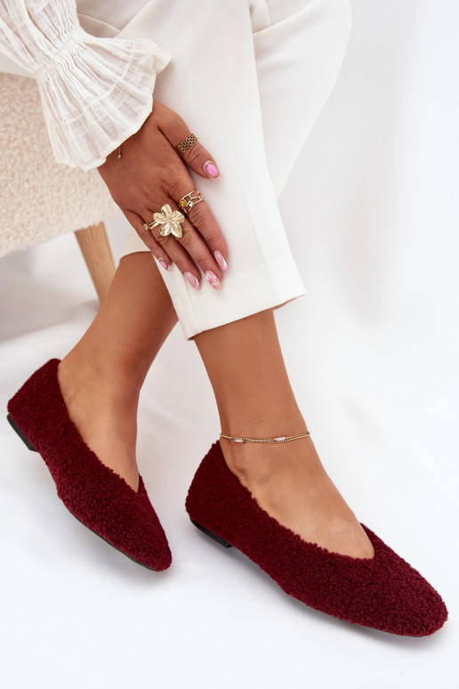 Balerinos Moteriškas su kailiuku Typu Baranek bordo spalvos Zimira Balerinos Moteriškas su kailiuku Typu Baranek bordo spalvos Zimira