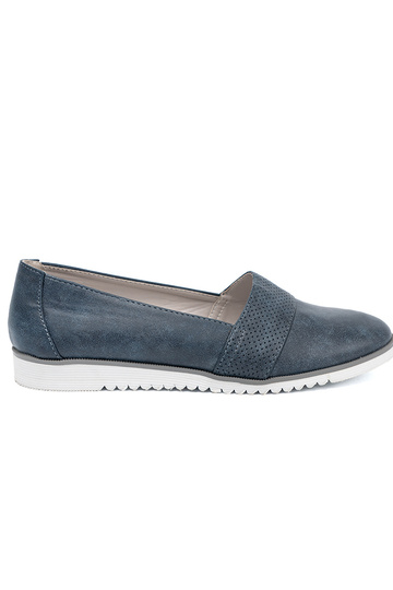 tamsiai mėlynos spalvos mokasinai ant balto pado 2