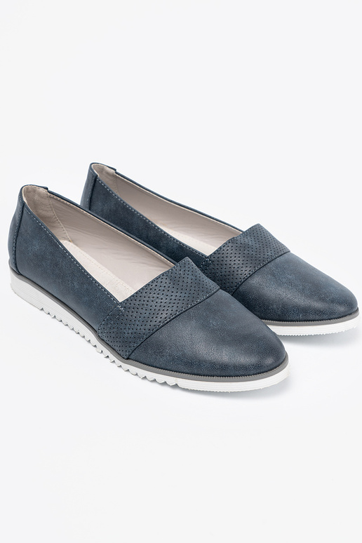 tamsiai mėlynos spalvos mokasinai ant balto pado