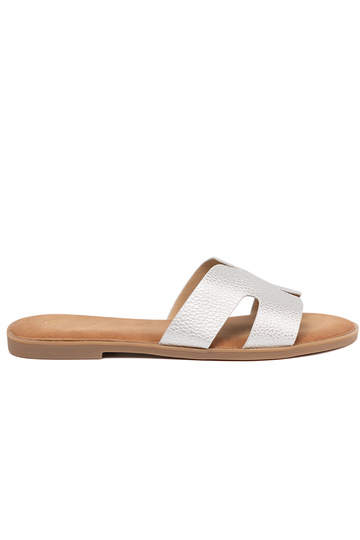 sidabro spalvos Šlepetės moterų z Įycięciami 2