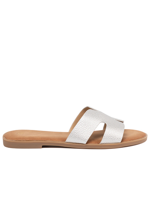 sidabro spalvos Šlepetės moterų z Įycięciami sidabro spalvos Šlepetės moterų z Įycięciami