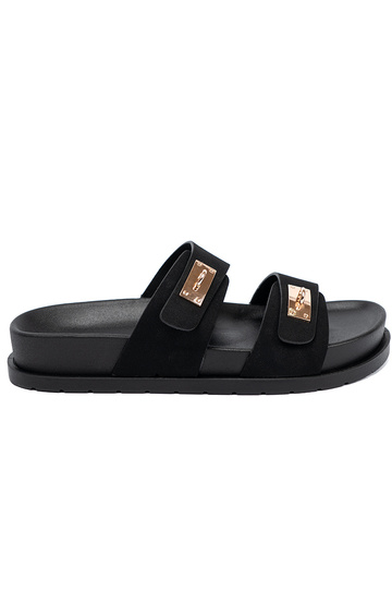 Šlepetės su platforma ze auksinismi detalami 2