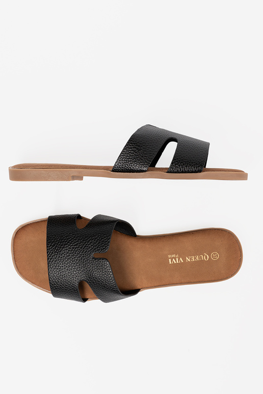 juodos spalvos Šlepetės moterų iš eko odos juodos spalvos Šlepetės moterų iš eko odos